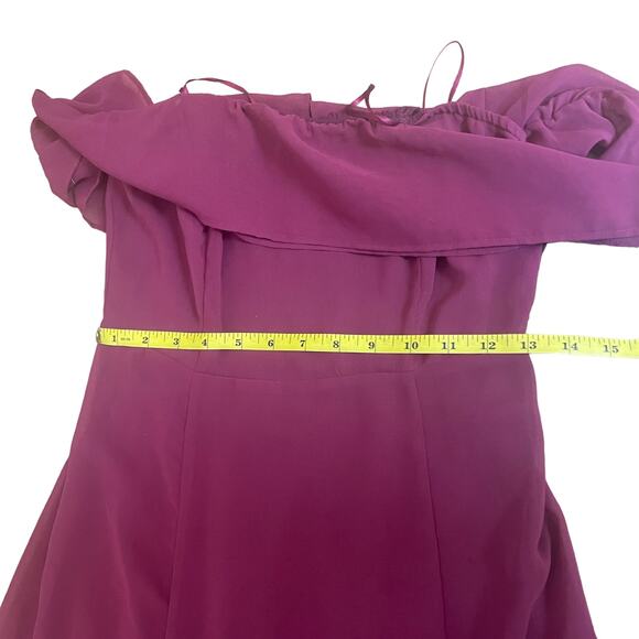 NWT! Lulus Burgundy Chiffon Off-the-Shoulder Prom Formal Maxi Dress  D8895 - Picture 10 of 15